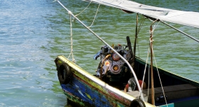 old boat with pimped motor